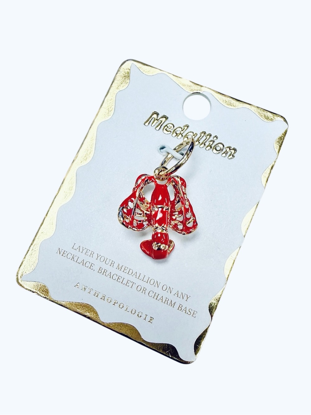 Anthropologie Red Lobster Charm Pendant - 14k Gold Plated Accents NWT 🦞🦞🦞